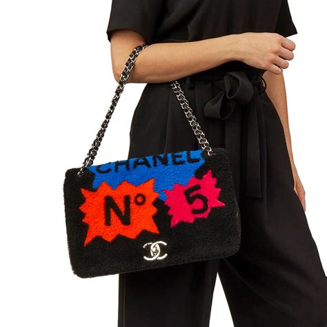 chanel patchwork shearling flap bag|chanel patent patchwork tote.